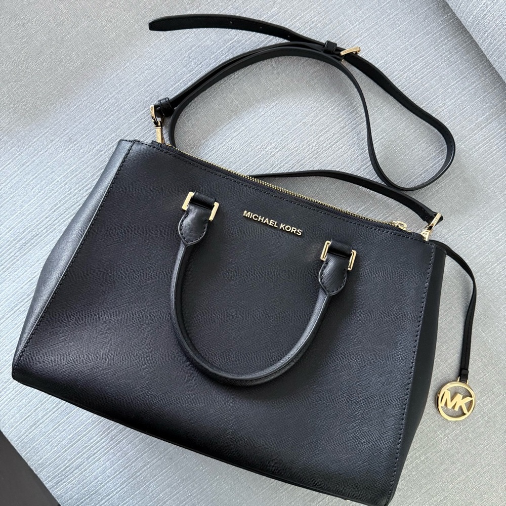 Michael Kors Black Saffiano Leather Satchel/Crossbody bag